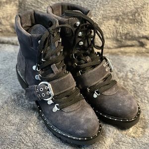 Marc Fisher size 7.5 Gray/Blue Suede Combat Style Boot